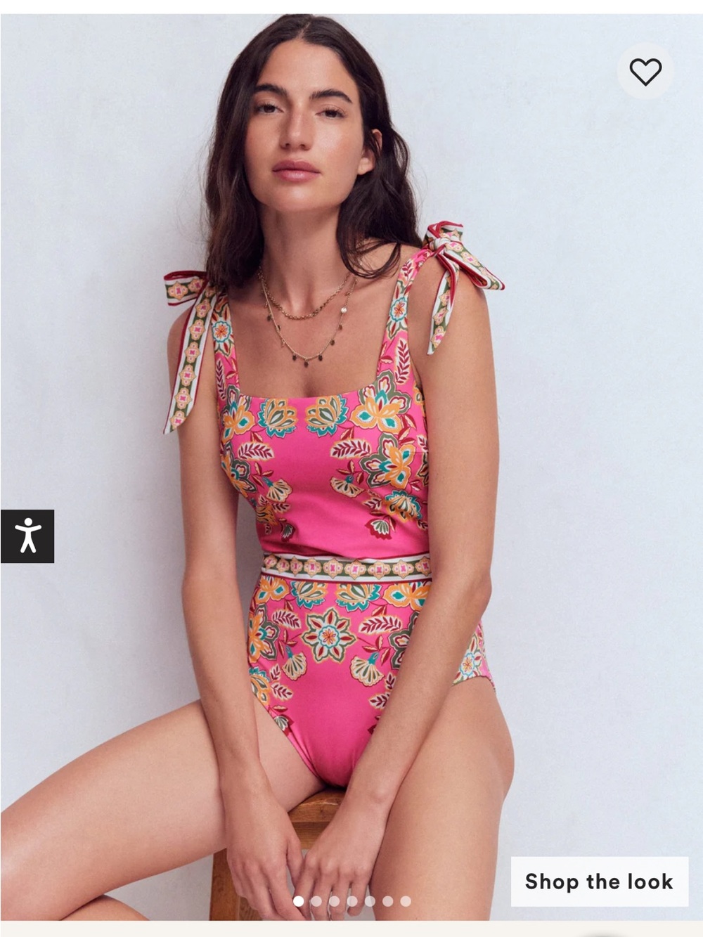 Boden Pink Floral Tie-Shoulder One-Piece Swimsuit